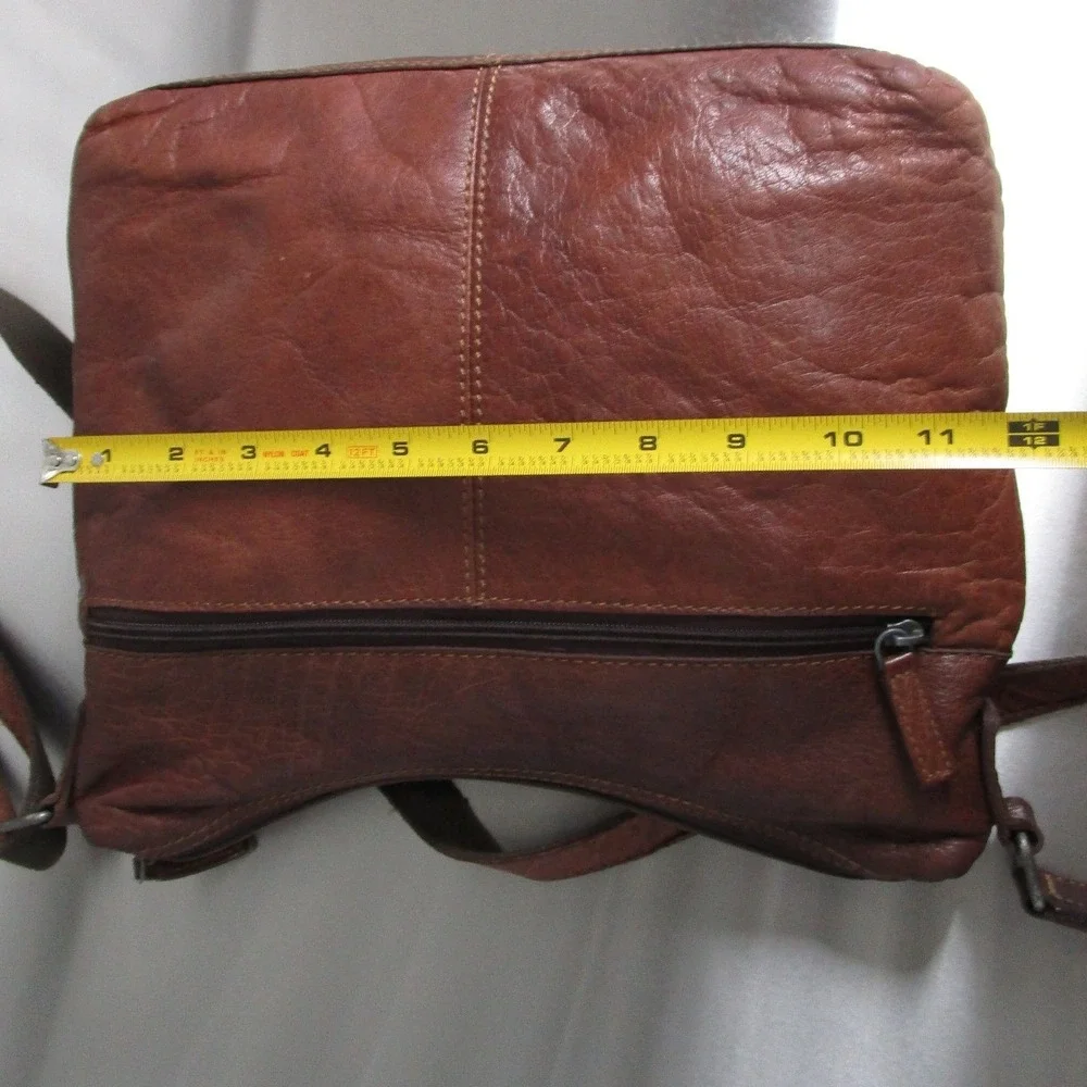 Jack Georges Brown Pebbled Leather Crossbody Bag Vintage Style Shoulder Purse